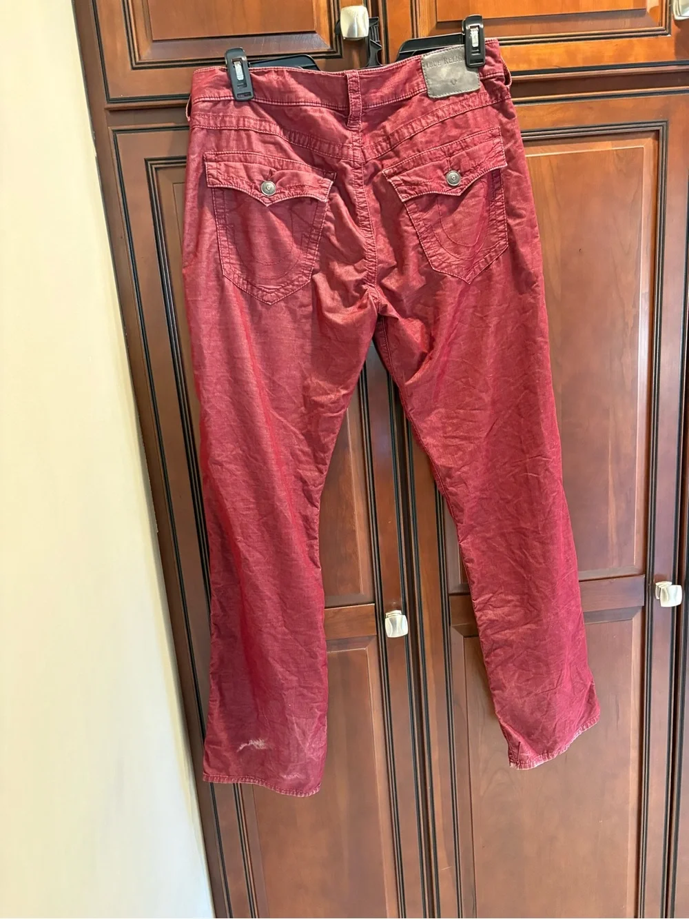 True Religion “Ricky” Men's Burnt Red Micro Corduroy Casual Pants - 33